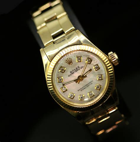 gold ladies rolex oyster perpetual|14k gold rolex oyster perpetual.